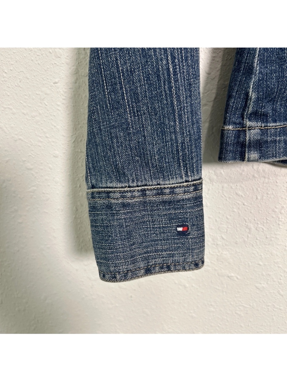 Tommy Hilfiger Women's XS Jacket Blue Denim Fitted Buttons Pockets Logo Stitched - Picture 12 of 13